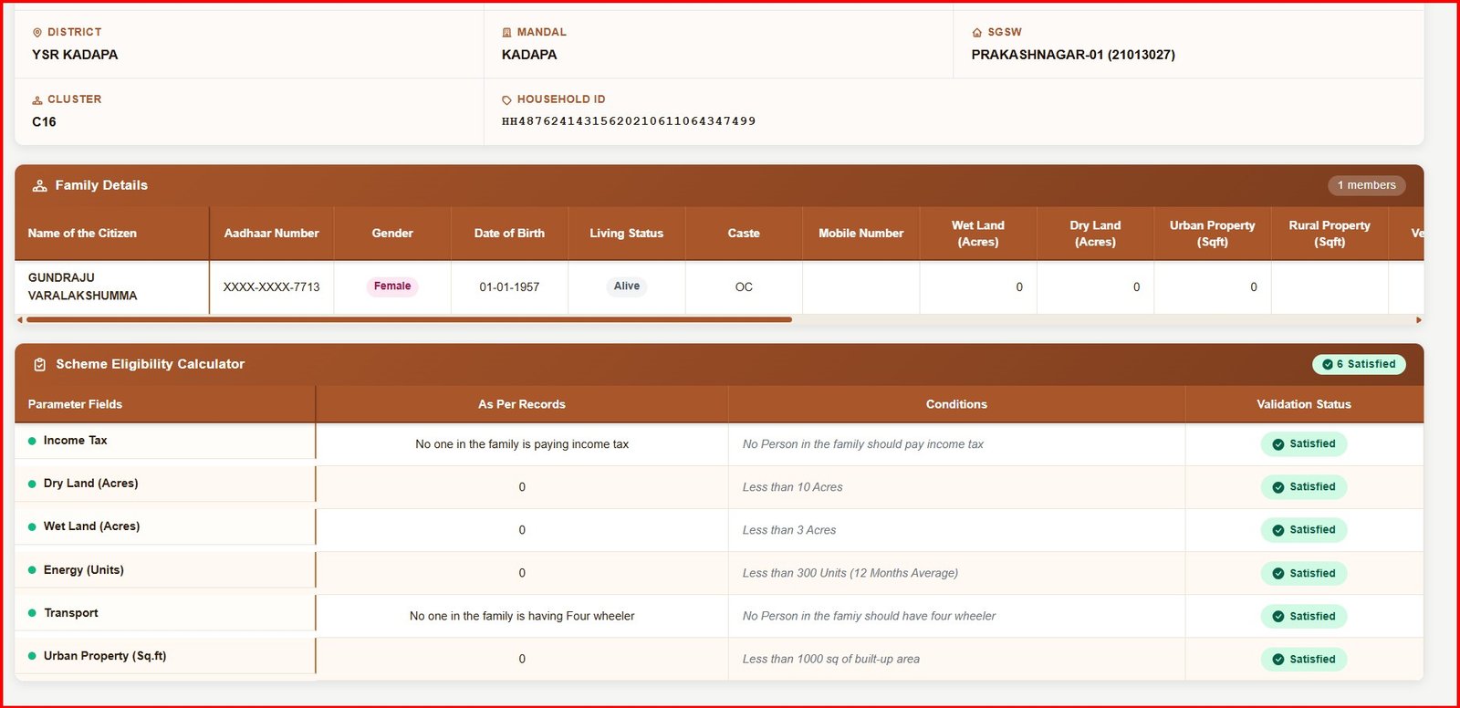 BM Portal Rice Card Eligibility Page