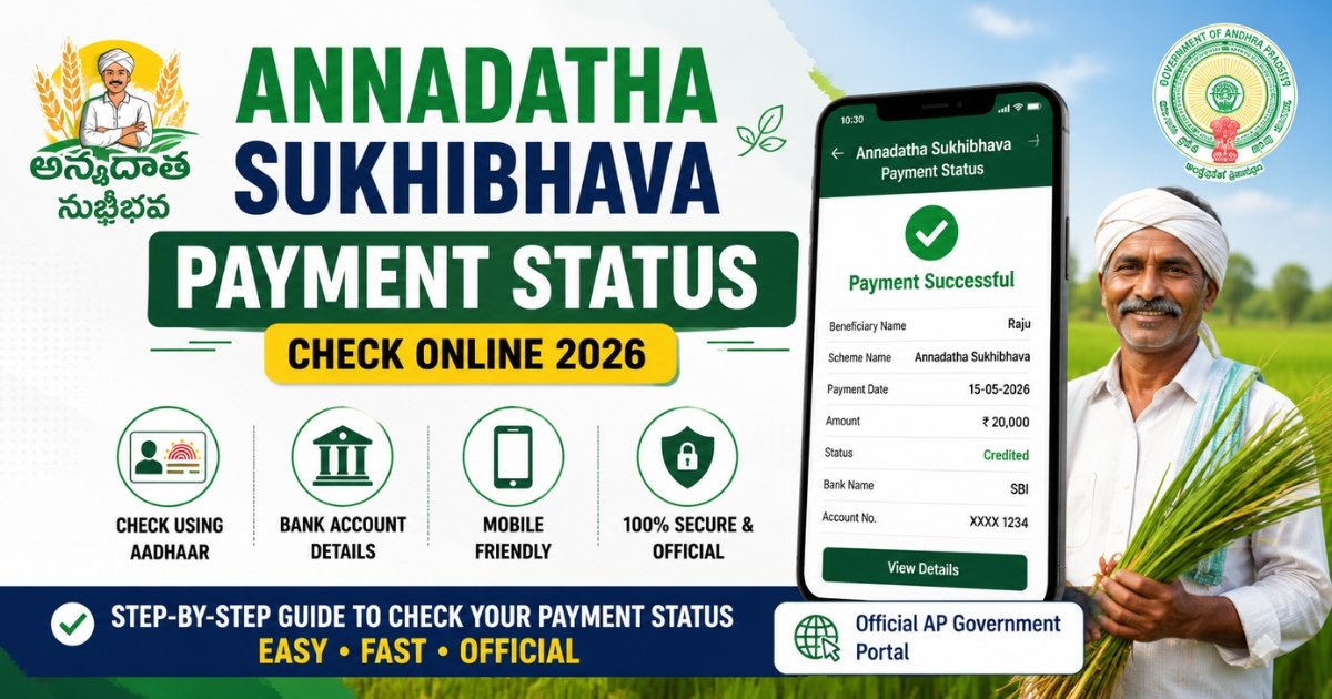 Annadatha Sukhibhava Payment Status 2026 step-by-step guide to check payment status online using Aadhaar and AP government portal.