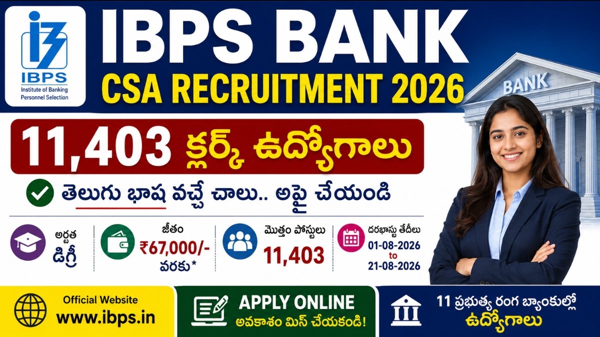 IBPS Bank CSA Recruitment 2026 Notification with 11403 Customer Service Associate Clerk Vacancies Apply Online
